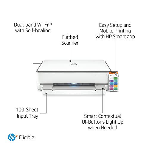 HP Envy 6020e All in One Colour Printer with 6 months of Instant Ink included with HP+, White