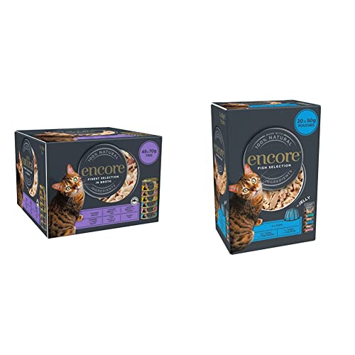 Encore 100% Natural Wet Cat Food Multipack Chicken Selection in Broth (Pack of 32 x 70g Tins)