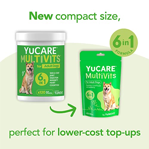 YuCARE MultiVits Supplement for Adult Dogs | 6-in-1 Daily Vitamins for Dogs Aged 4 to 7 | 120 Multivitamin Chew