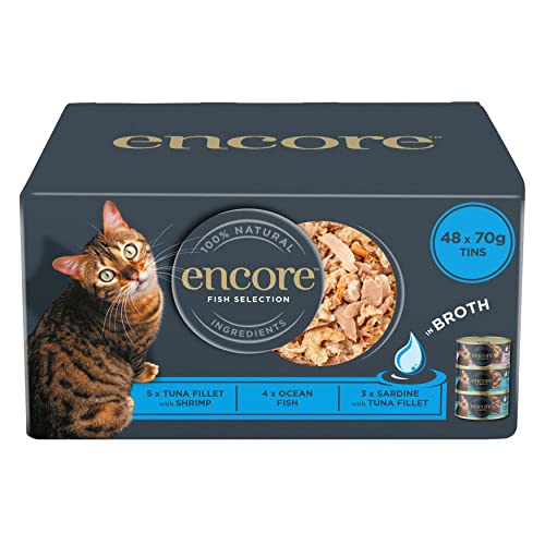 Encore 100% Natural Wet Cat Food Multipack Chicken Selection in Broth (Pack of 32 x 70g Tins)