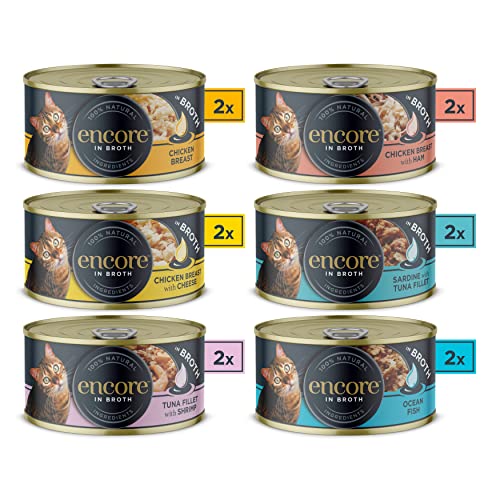 Encore 100% Natural Wet Cat Food Multipack Chicken Selection in Broth (Pack of 32 x 70g Tins)