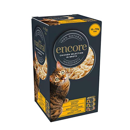 Encore 100% Natural Wet Cat Food Multipack Chicken Selection in Broth (Pack of 32 x 70g Tins)